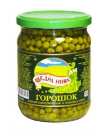 Горошок зелений ЩЕДРА НИВА консервований, 460г